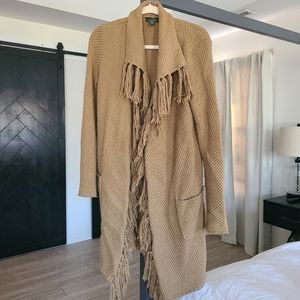 Ralph Lauren Brown Fringe Knit Coat